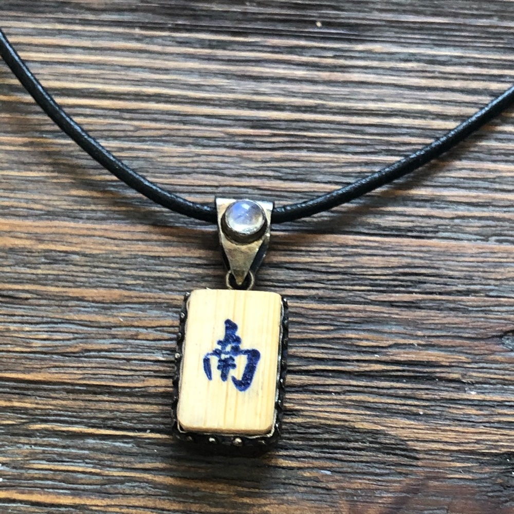 16” inch leather necklace and bamboo pendant